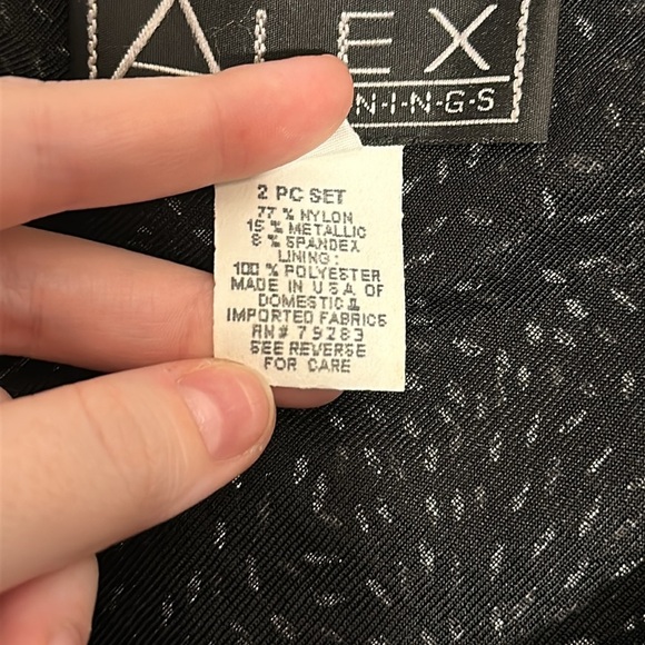 Alex Evenings Black Silver Glitter Metallic Open Front Jacket w/ Tank Size M - Picture 4 of 5